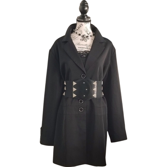 Y2K Basic Minimalist Black Long Blazer Size 20 - Picture 3 of 8